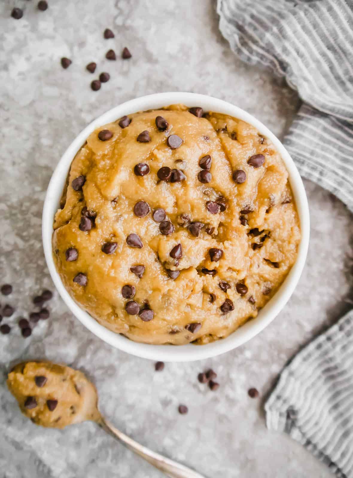 Gluten free edible cookie dough in a bowl.