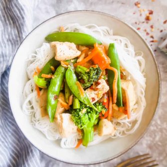 Gluten Free Chicken Stir Fry with Rice Noodles | Perchance to Cook, www.perchancetocook.com
