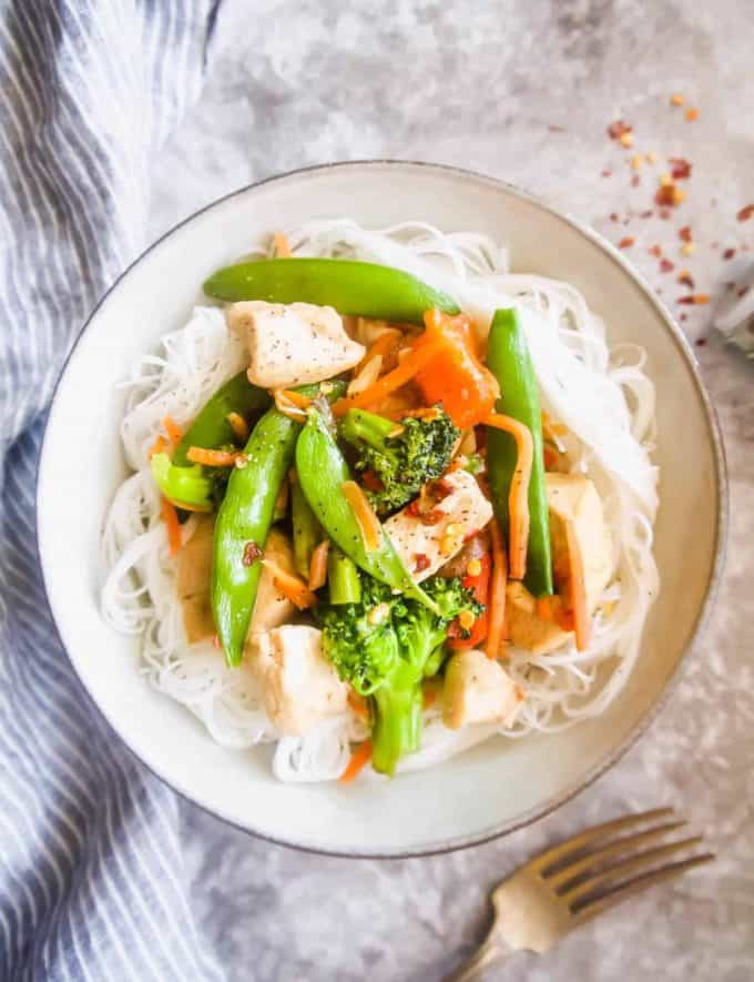 Gluten Free Chicken Stir Fry with Rice Noodles | Perchance to Cook, www.perchancetocook.com
