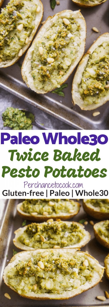 Paleo Whole30 Twice Baked Pesto Potatoes | Perchance to Cook, www.perchancetocook.com
