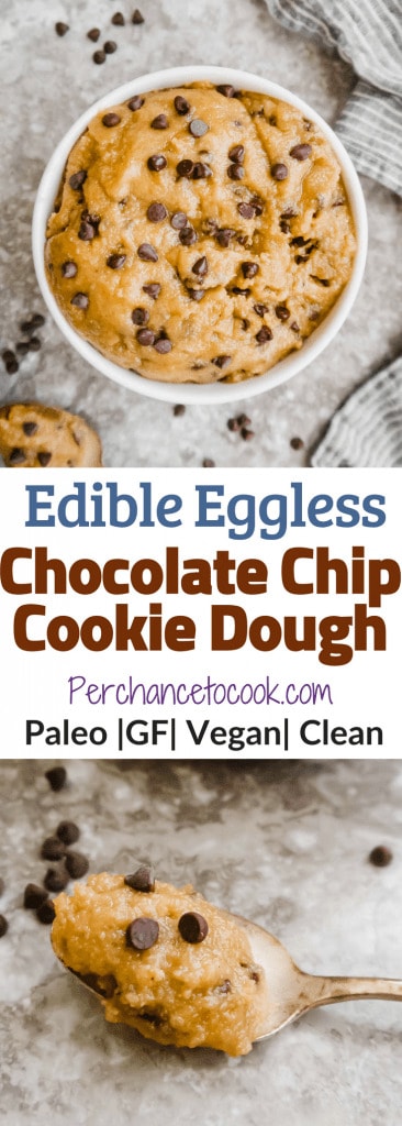 Edible Eggless Chocolate Chip Cookie Dough (Paleo, GF, Vegan) | Perchance to Cook, www.perchancetocook.com