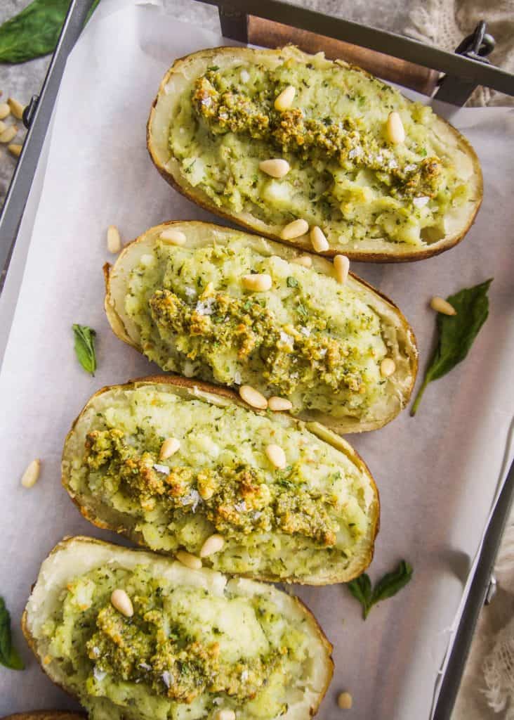 Paleo Whole30 Twice Baked Pesto Potatoes | Perchance to Cook, www.perchancetocook.com