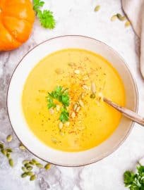 Dairy-Free Pumpkin Sweet Potato Soup (Paleo, Whole30) | Perchance to Cook, www.perchancetocook.com