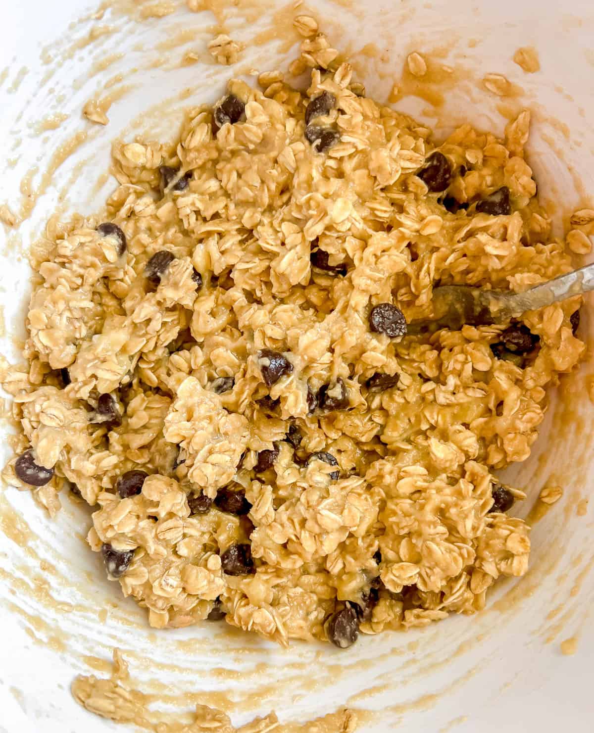 Chocolate chips mixed into the batter.