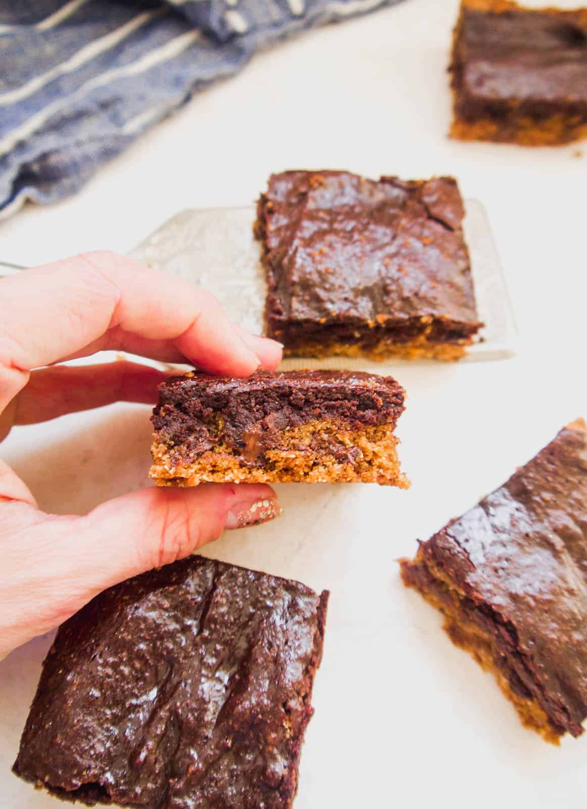 A slice of a healthy brookie recipe.