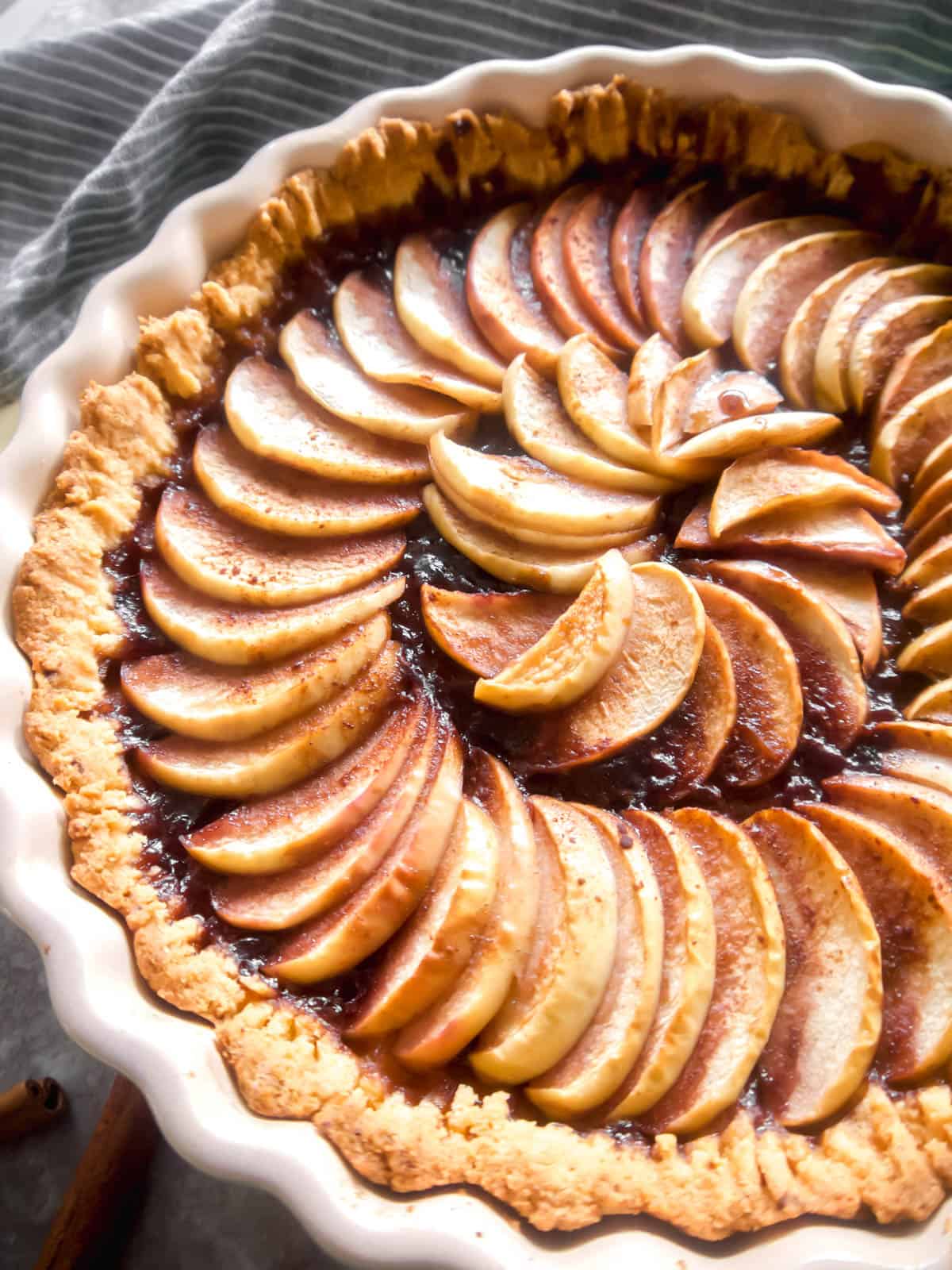 Gluten free apple tart up close shot.