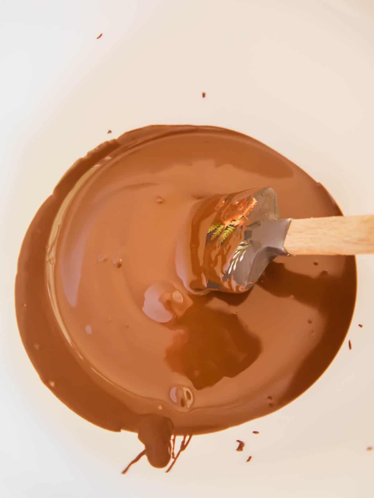 Melted chocolate in a pan.