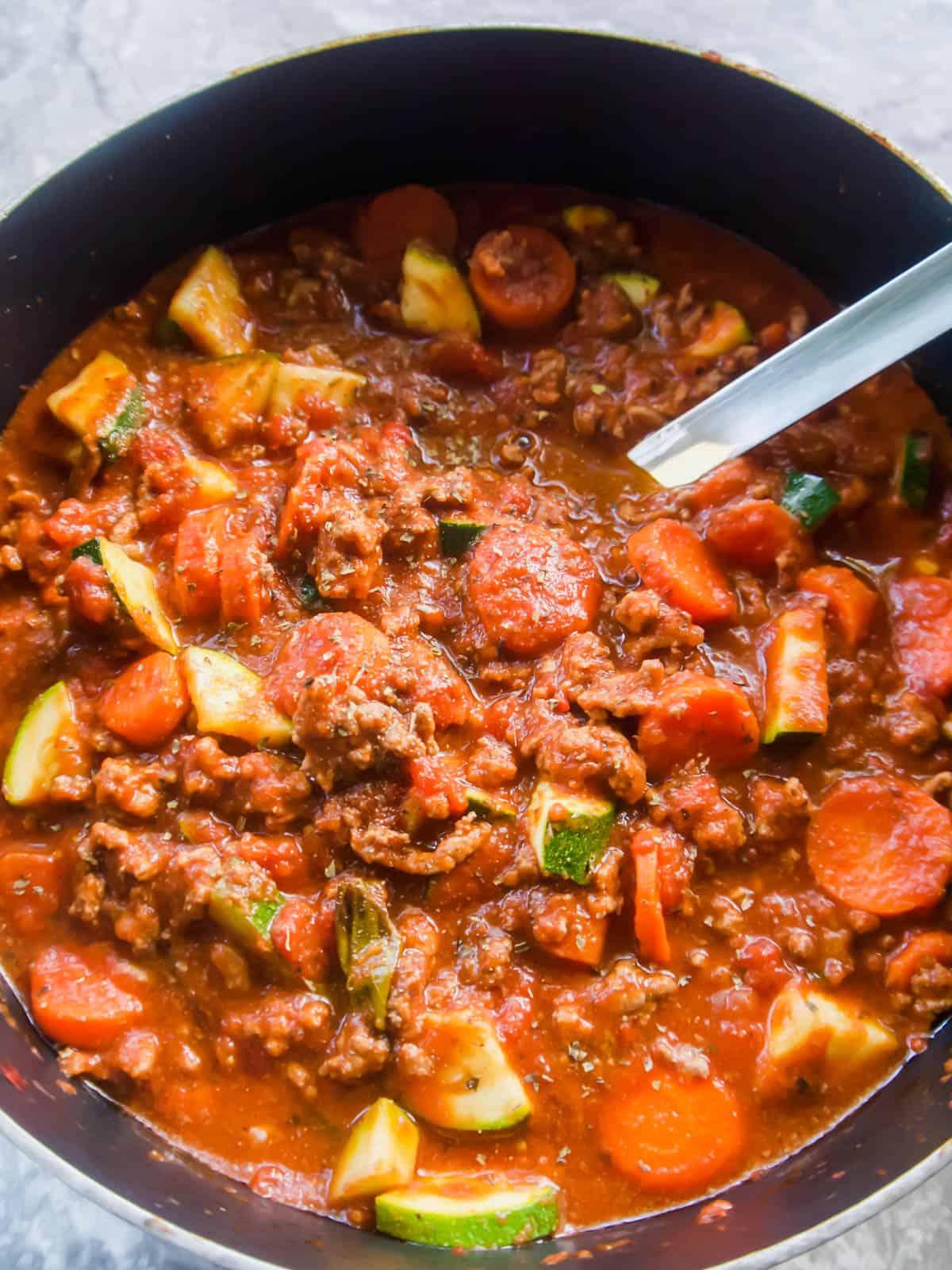 Paleo veggie meat sauce in a pot.