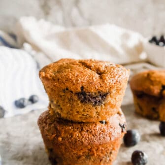 Gluten-free Dairy-free Blueberry Muffins (Paleo) | Perchance to Cook, www.perchancetocook.com