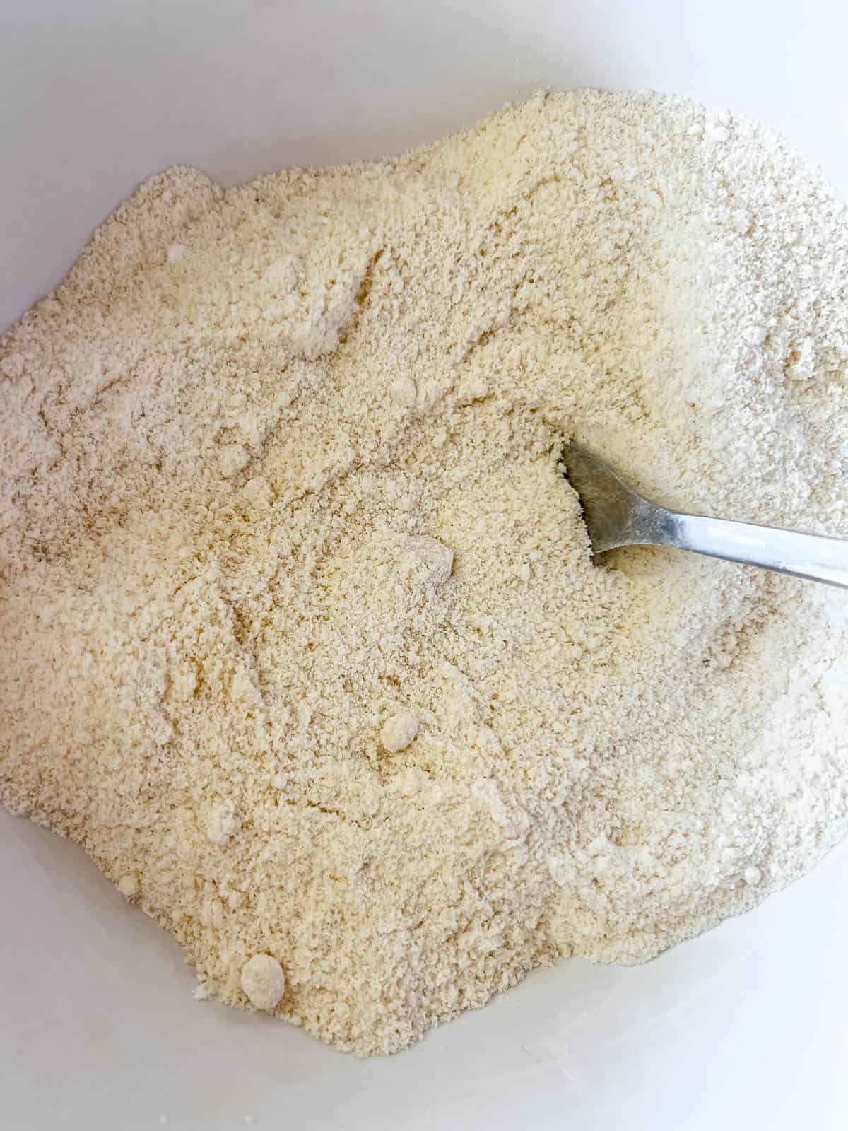 The dry ingredients mixed together in a bowl.