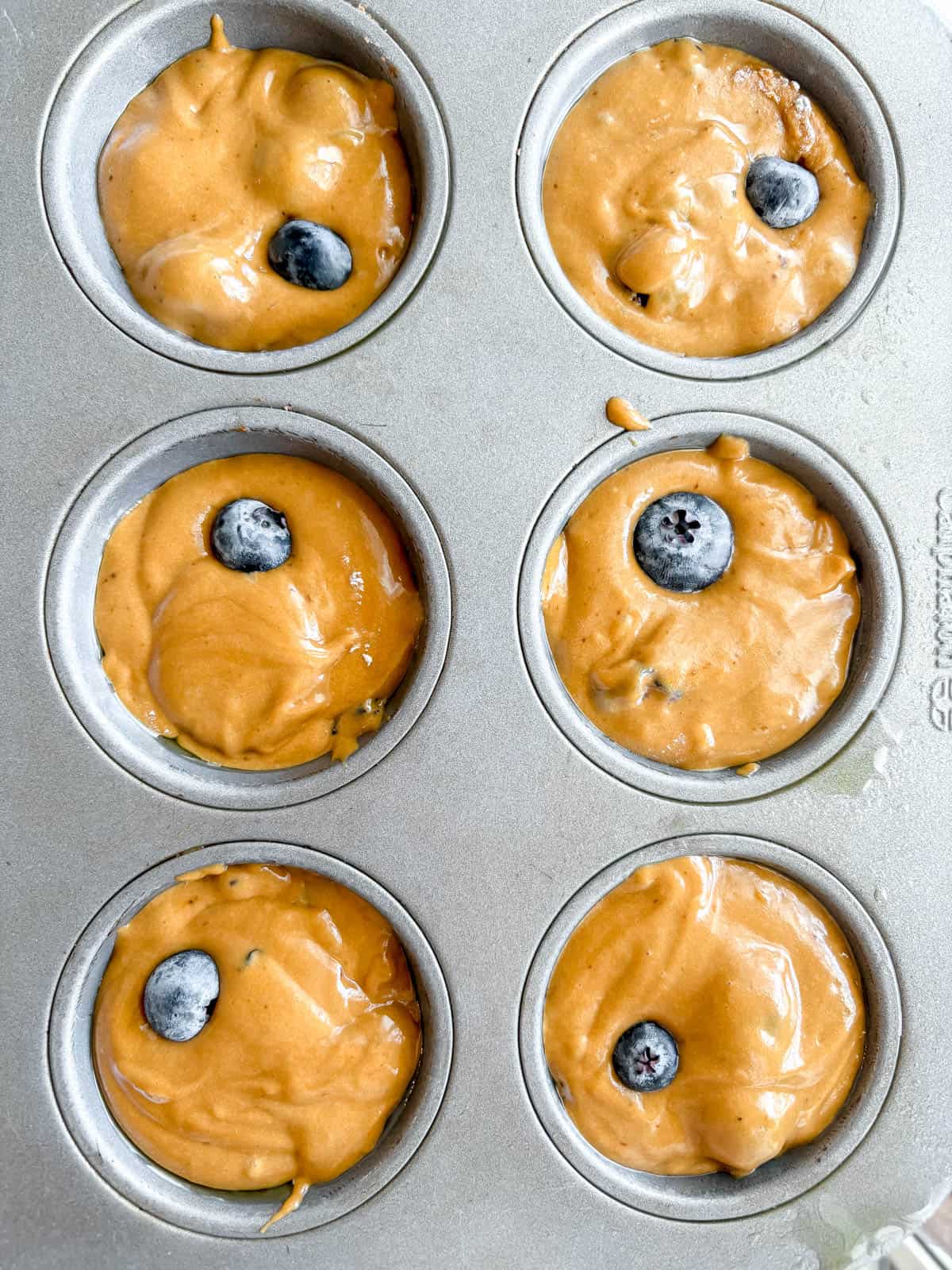 Dairy-free blueberry muffins before baking.