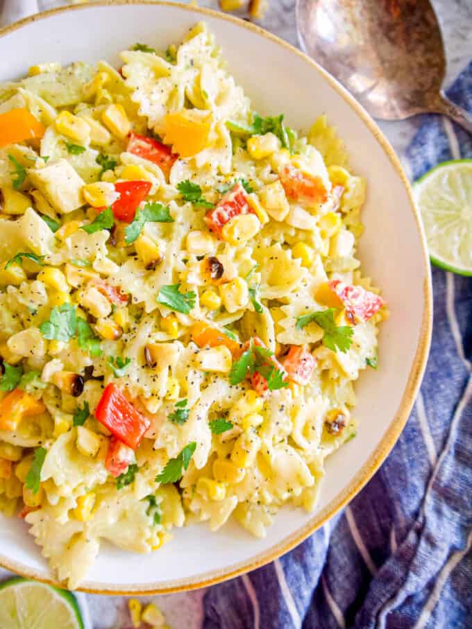 Dairy-free Mexican Street Corn Pasta Salad | Perchance to Cook, www.perchancetocook.com