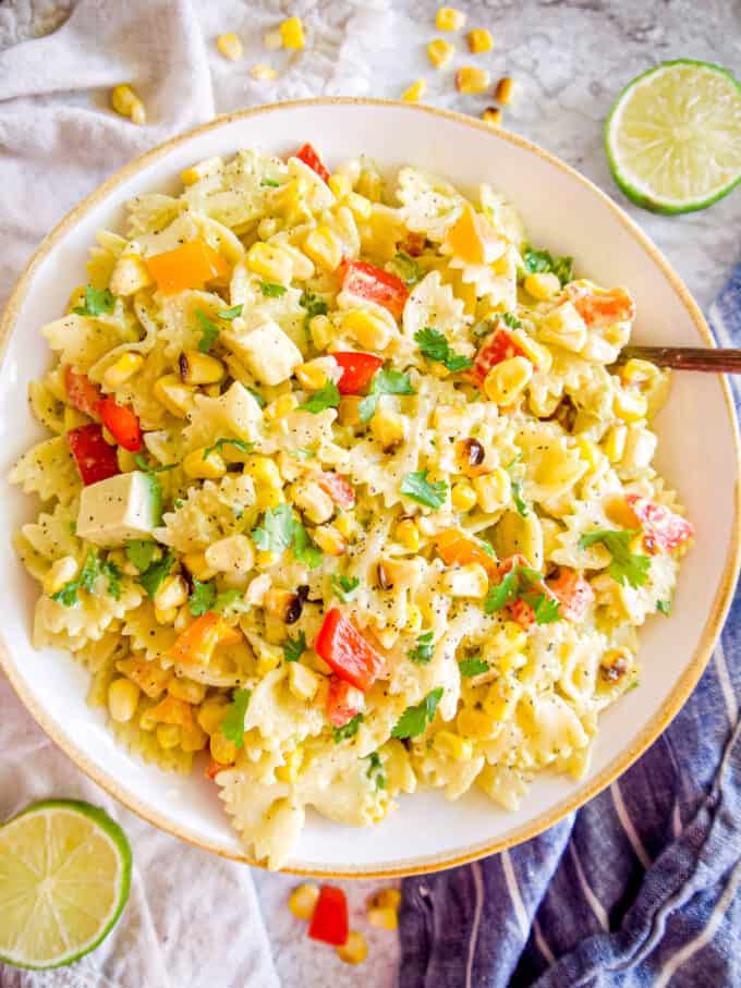 Dairy-free Mexican Street Corn Pasta Salad | Perchance to Cook, www.perchancetocook.com