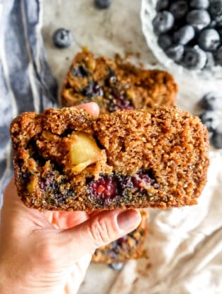Healthy Apple Blueberry Bread (Paleo, Gluten-free) | Perchance to Cook, www.perchancetocook.com
