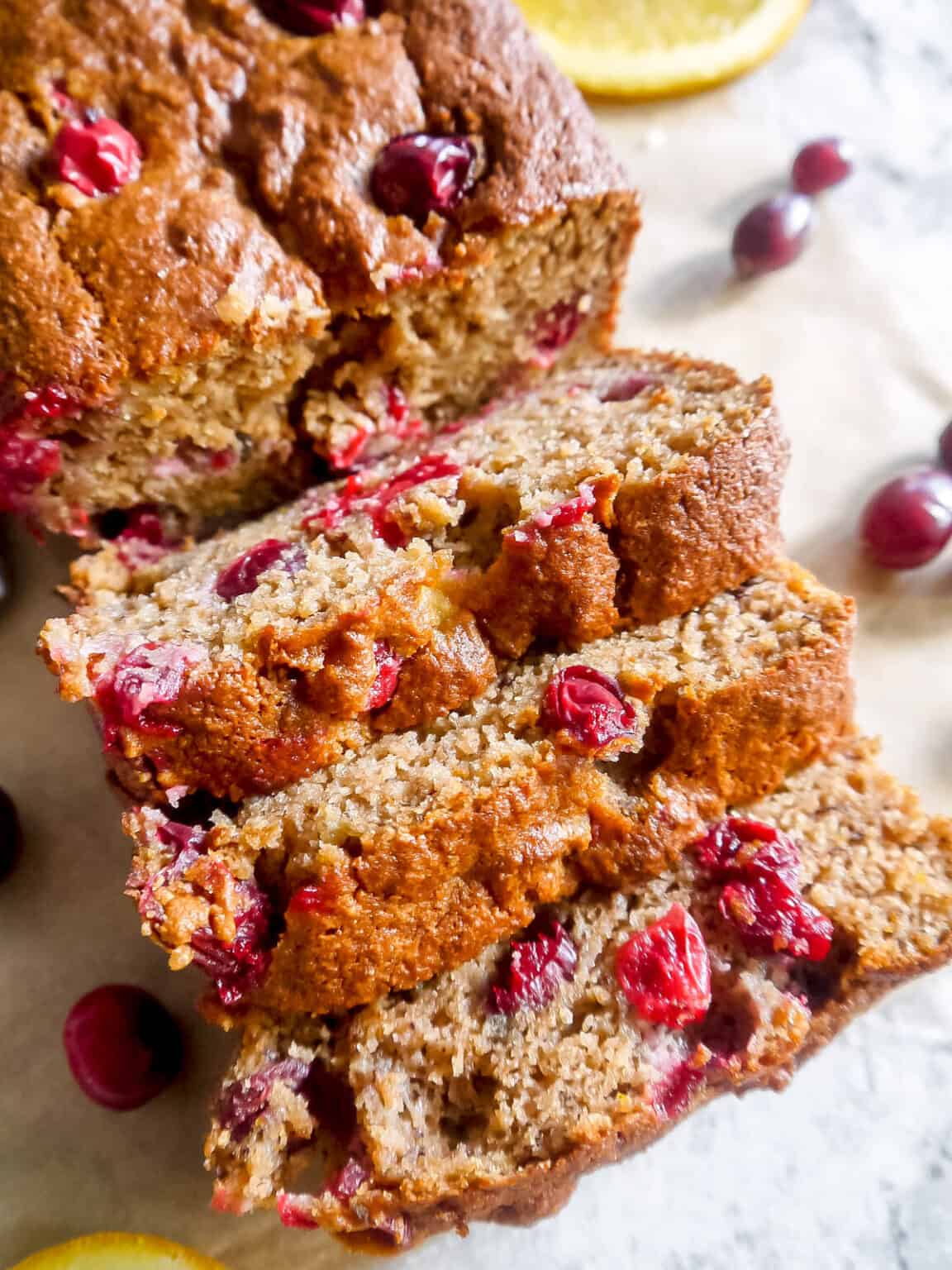 Healthy Cranberry Orange Banana Bread (Dairyfree, Glutenfree