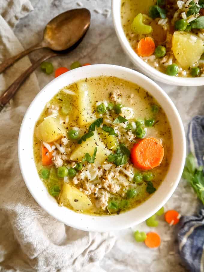 Easy Ground Turkey Rice Soup (Gluten-free, Dairy-free) | Perchance to Cook, www.perchancetocook.com
