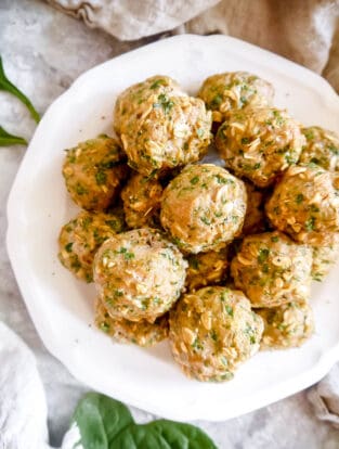 Baked Turkey Spinach Meatballs with Oats