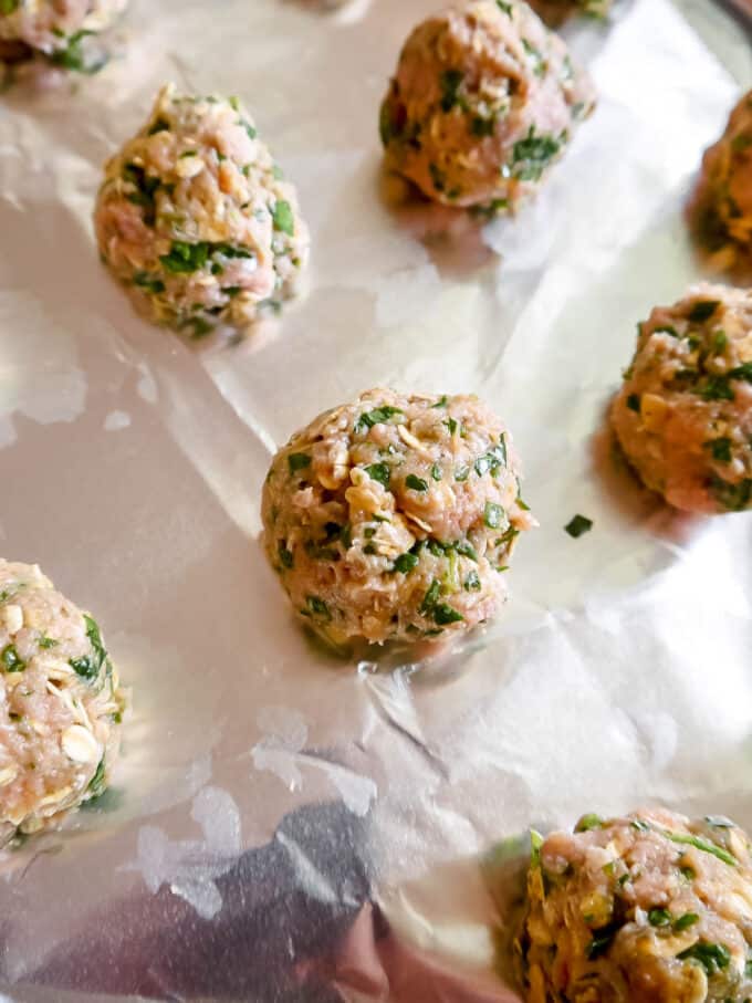 turkey spinach meatballs before baking