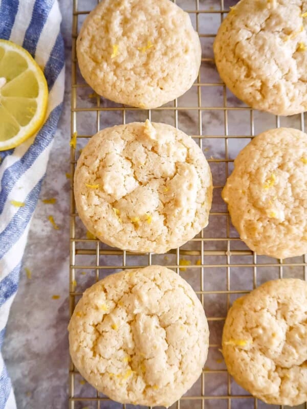 Lemon Sugar Cookies with Olive Oil on a drying rack.
