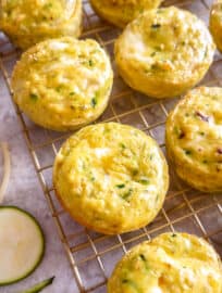 Healthy Zucchini Egg Muffin Cups cooling on a wire rack