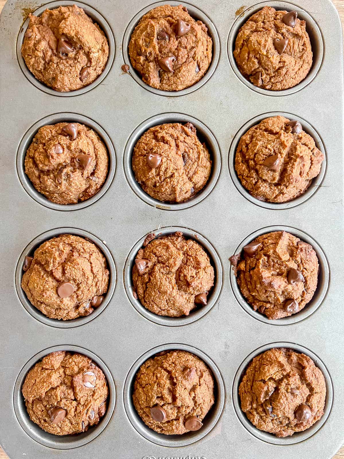 Paleo pumpkin muffins after baking.