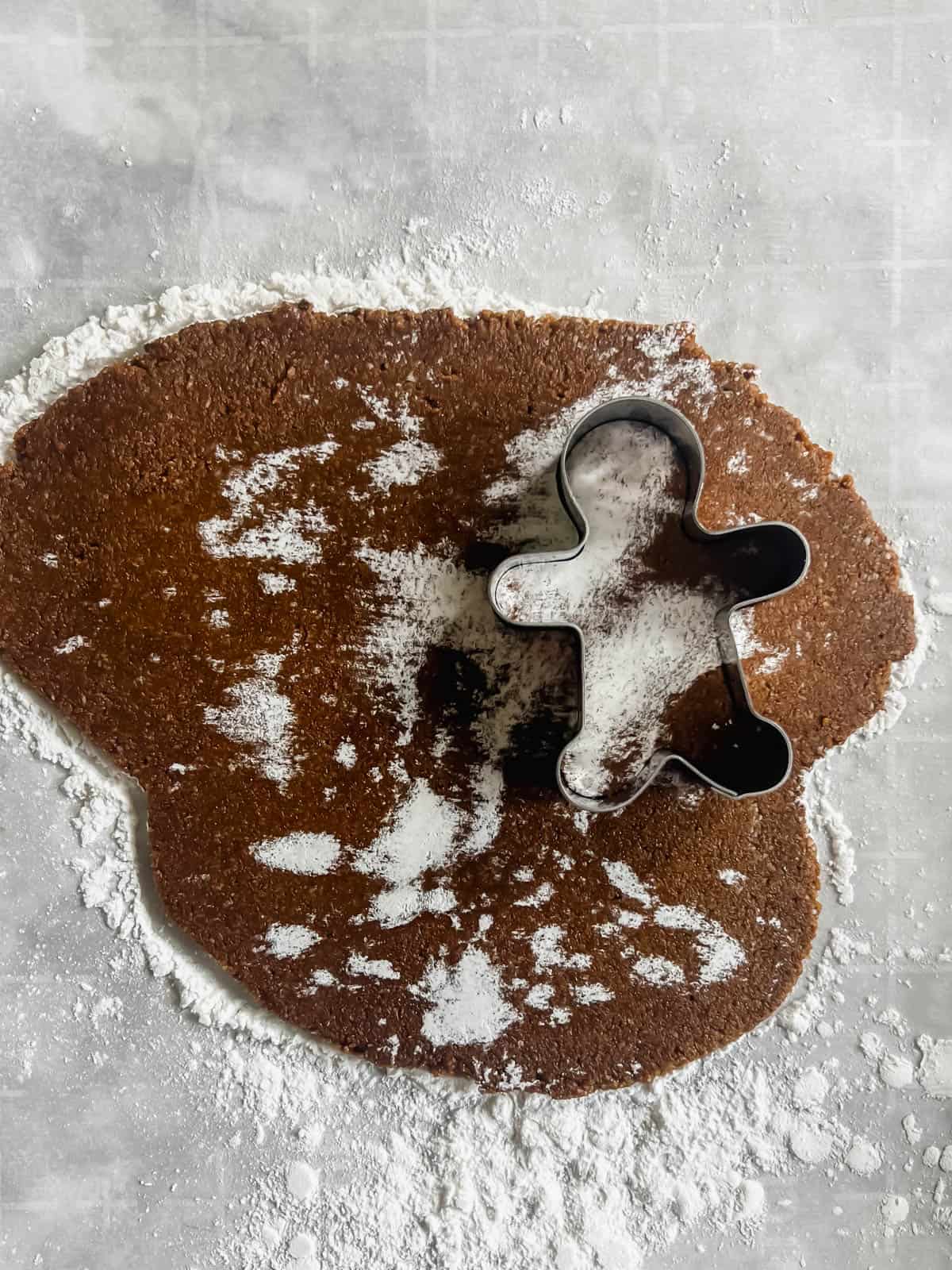 Cookie cutter in gingerbread dough.