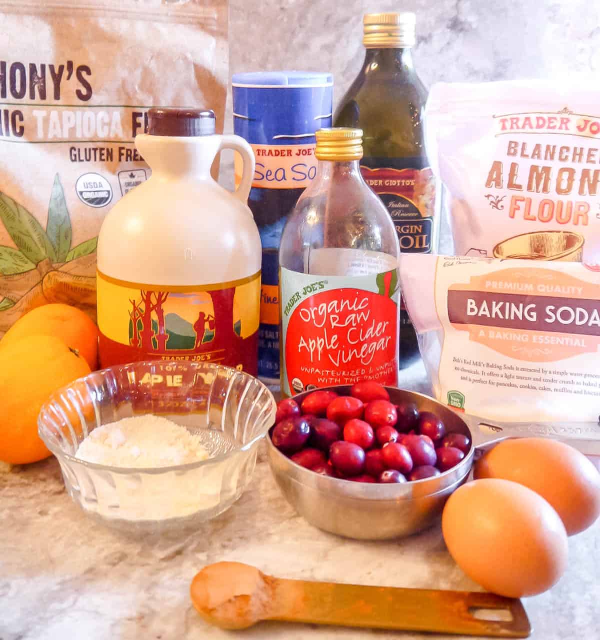 ingredients for paleo orange cranberry muffins