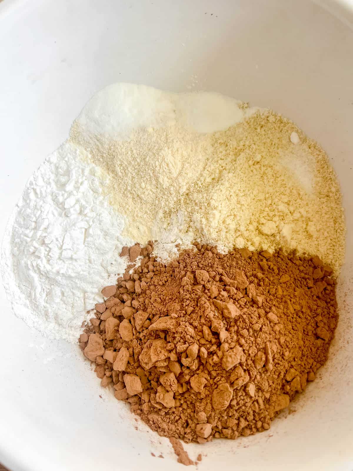 All the dry ingredients in a bowl.