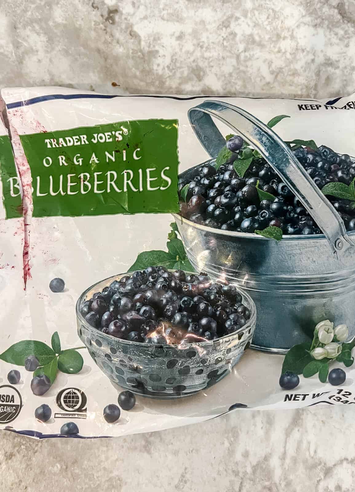 frozen blueberries used to make healthy blueberry banana bread.