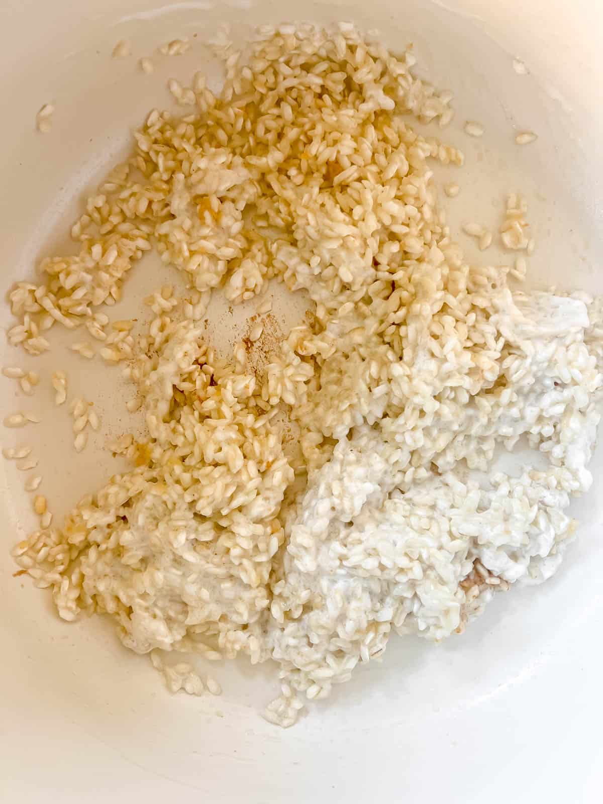 Coconut cream added to the rice.