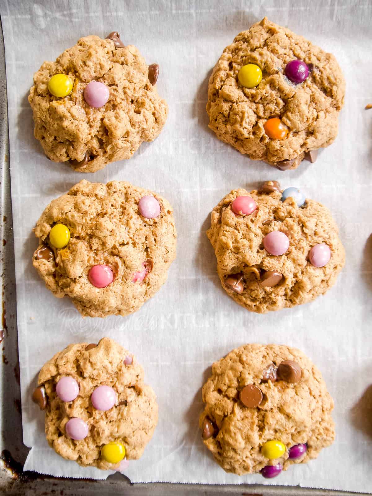 No flour monster cookies after baking.