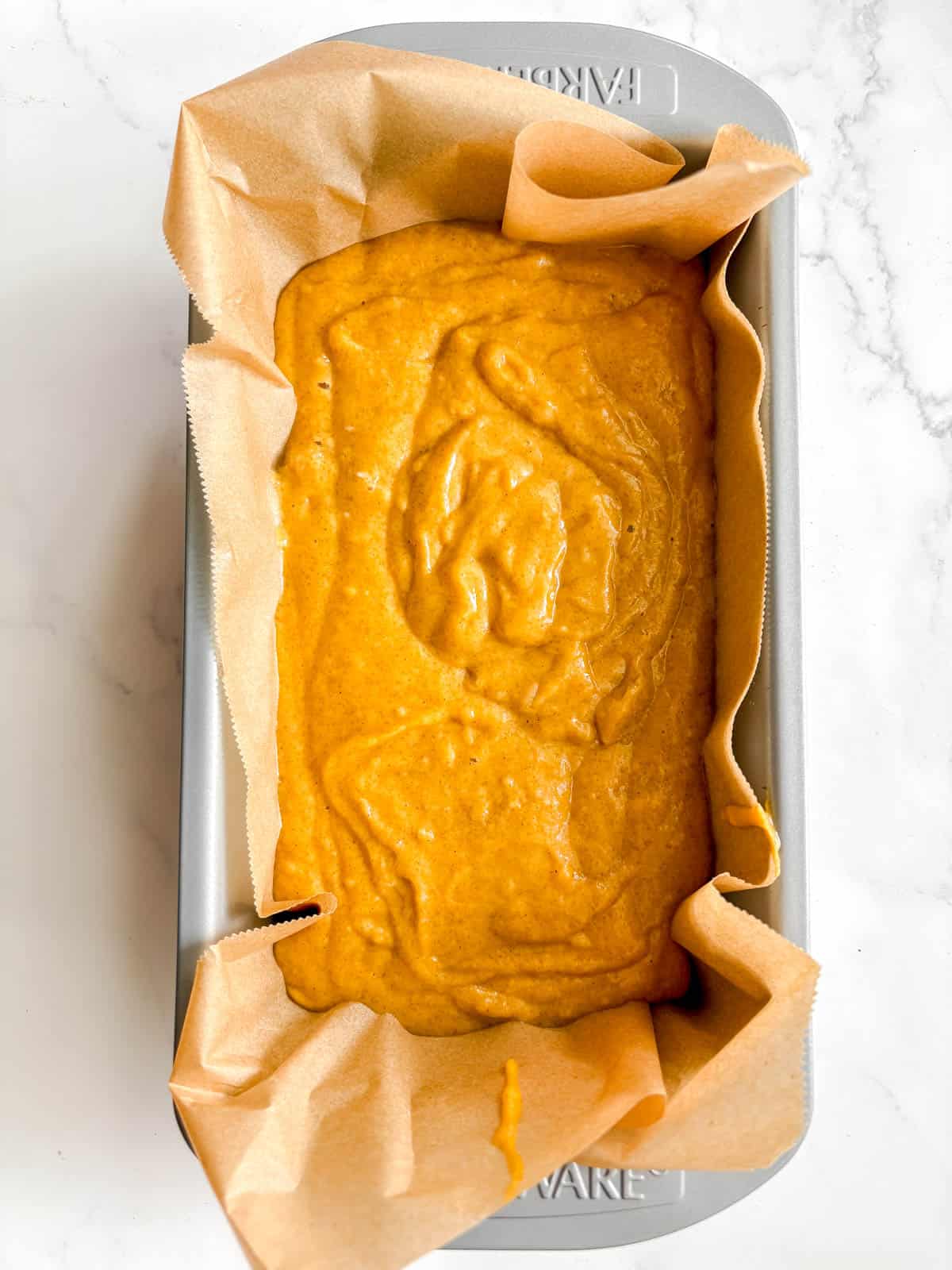 Dairy-free pumpkin bread before baking.