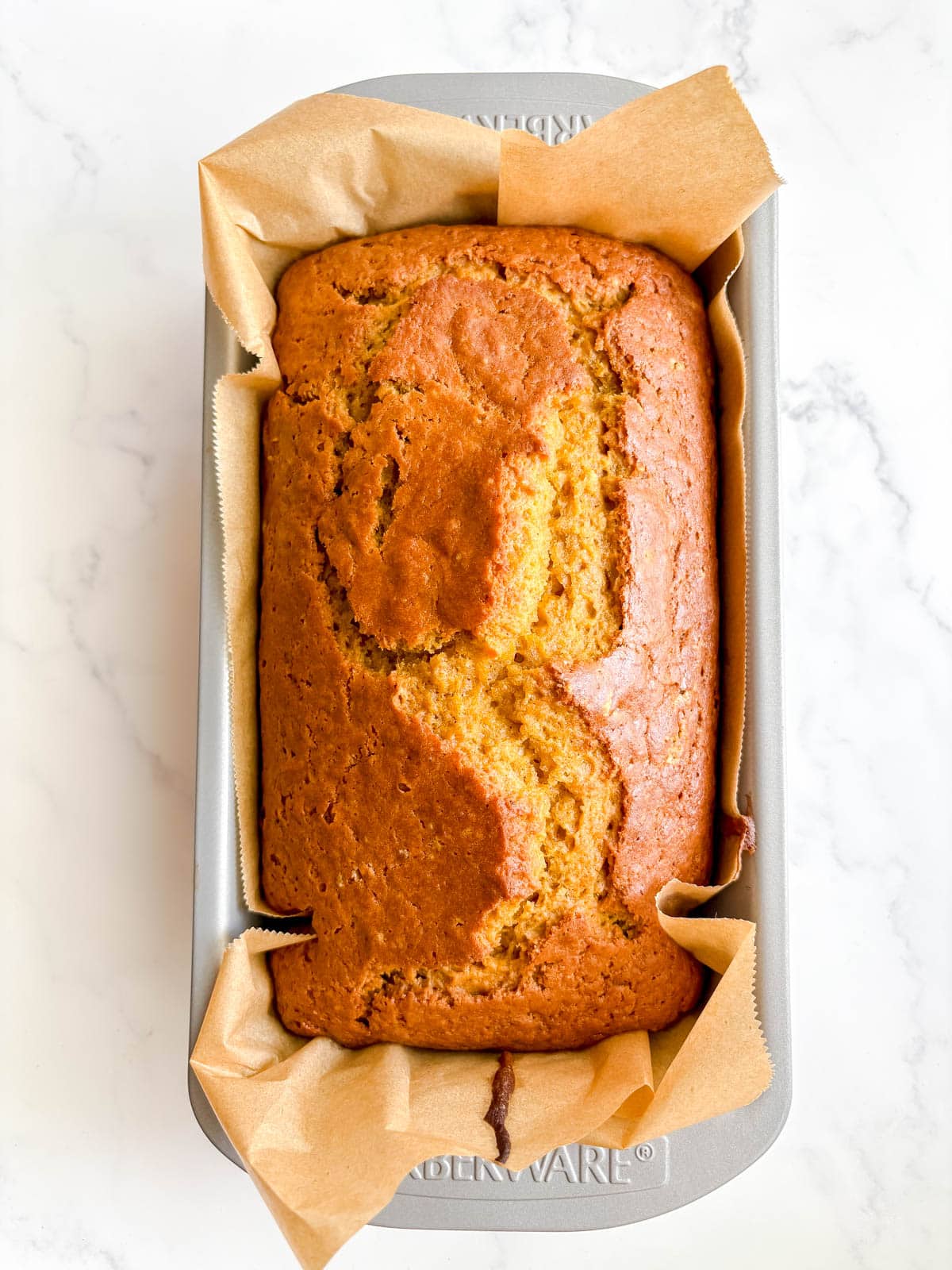 Dairy-free pumpkin bread after baking.