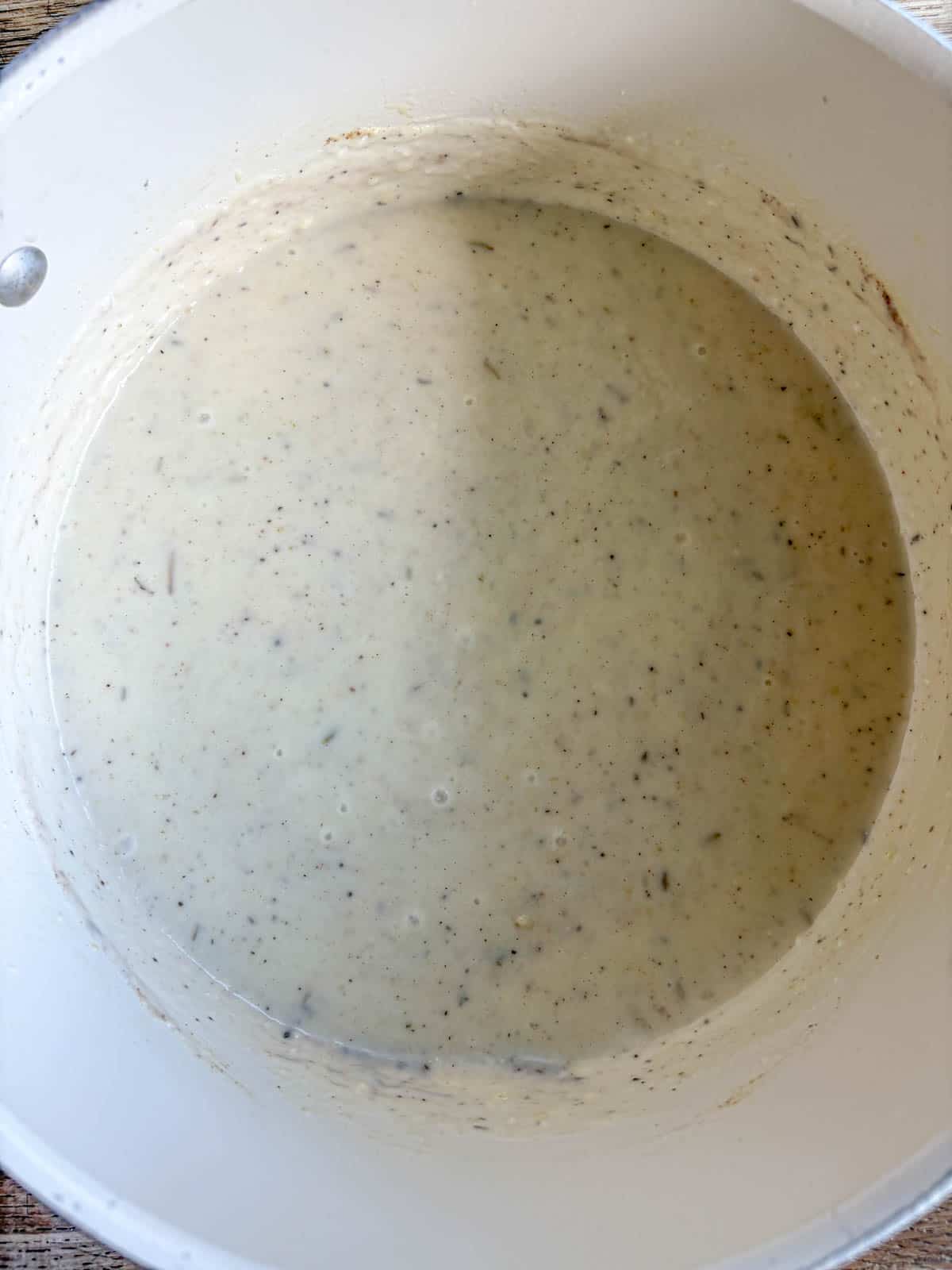 Spices added to the pot pie sauce.