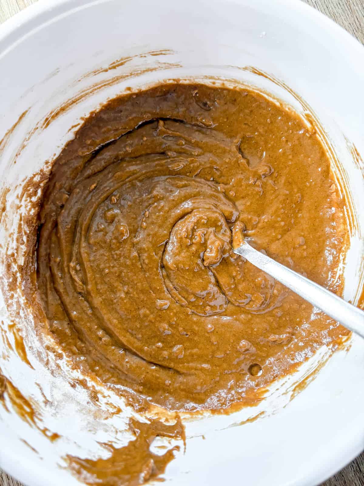 Gingerbread Cake batter in a bowl.