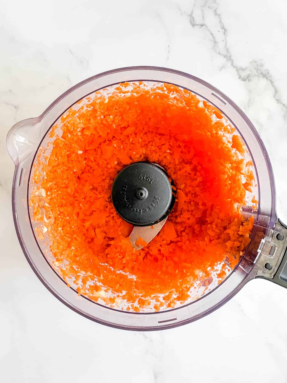 Minced carrots and garlic.