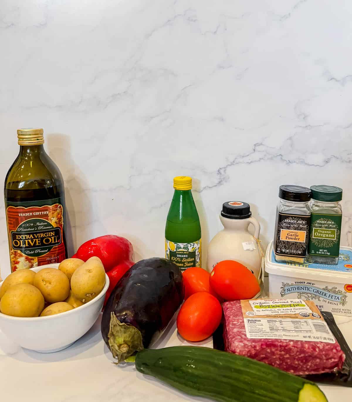 Recipe ingredients needed to make these Greek Bowl with Ground Beef and Potatoes.