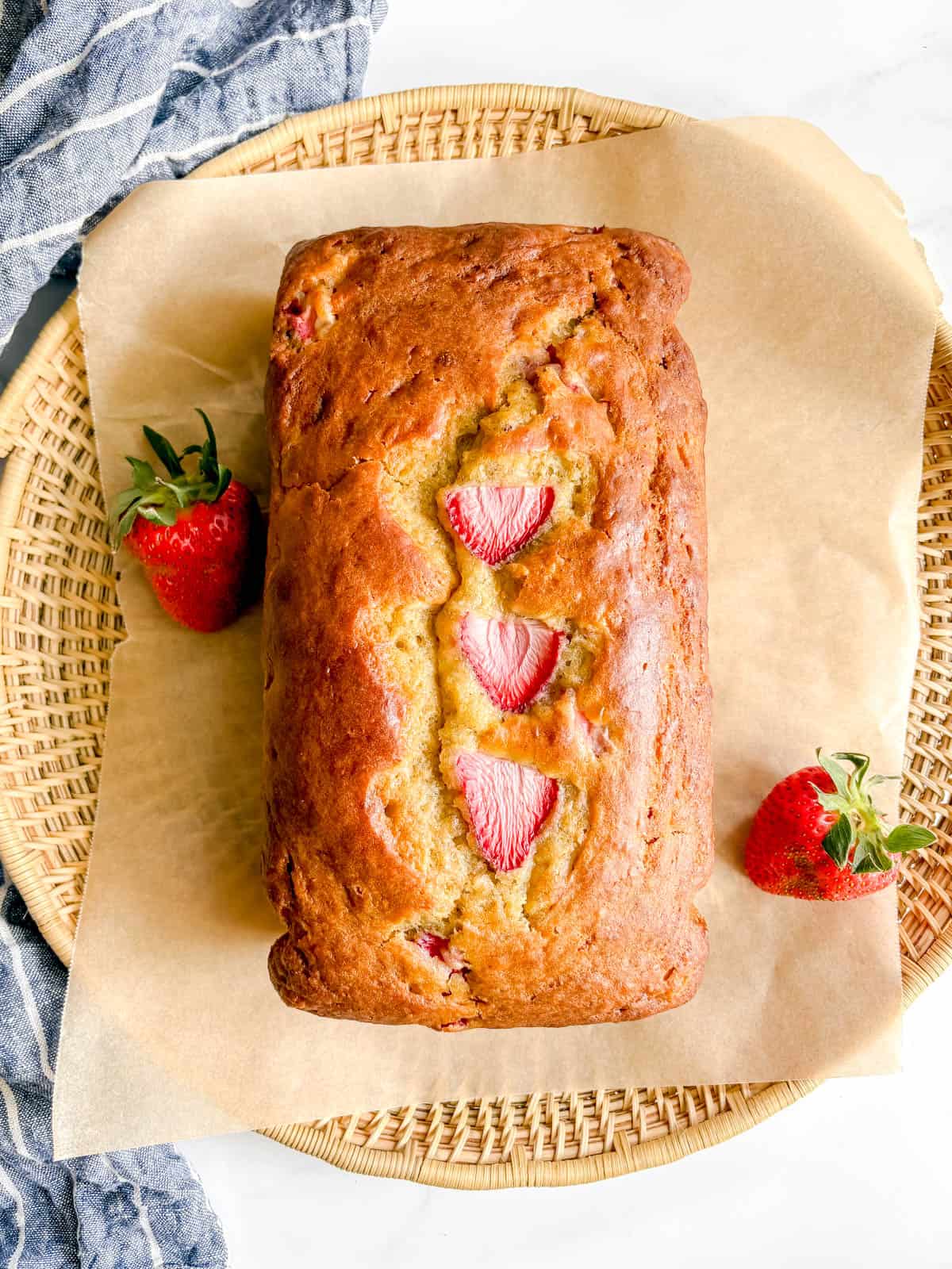 Strawberry banana bread after baking.