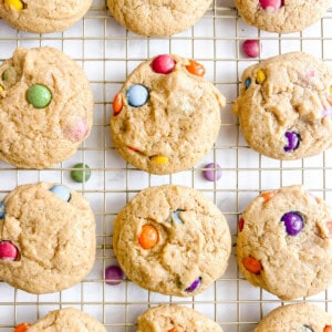 Small batch chocolate chip cookies on a cooling rack.