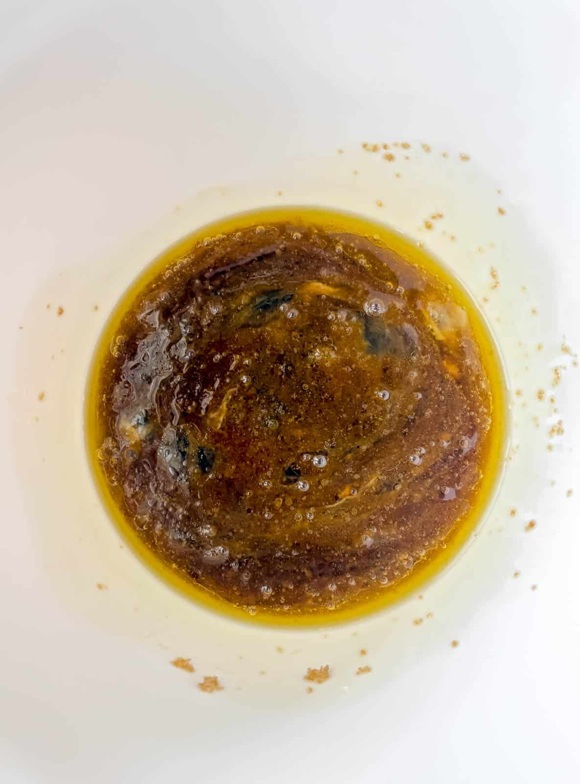 Wet ingredients in a bowl.