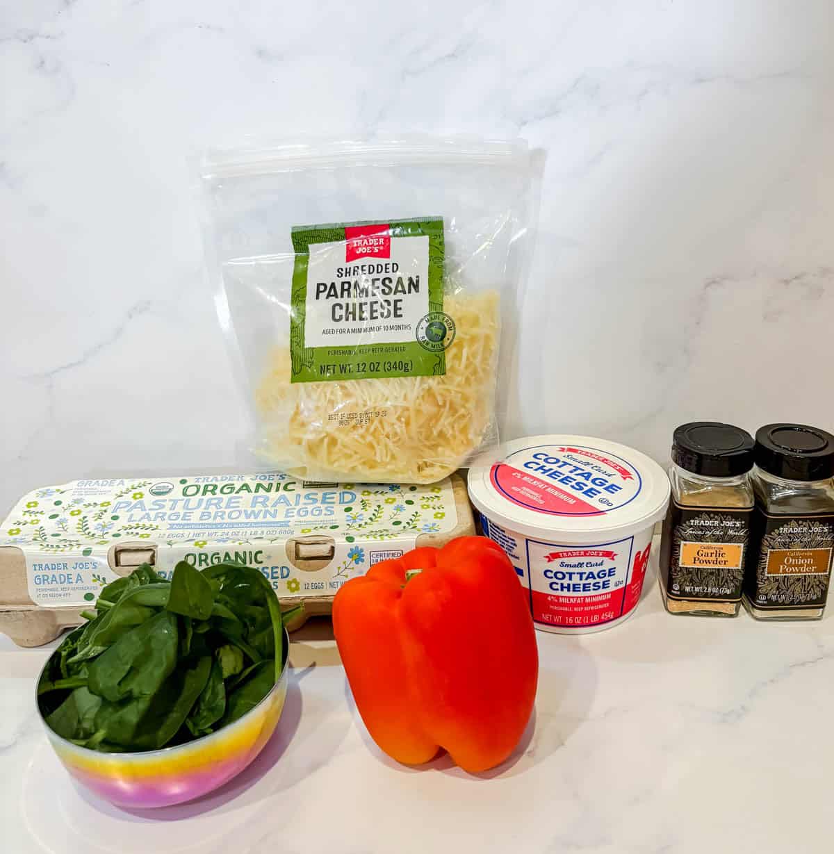Ingredients needed to make high protein egg bites.