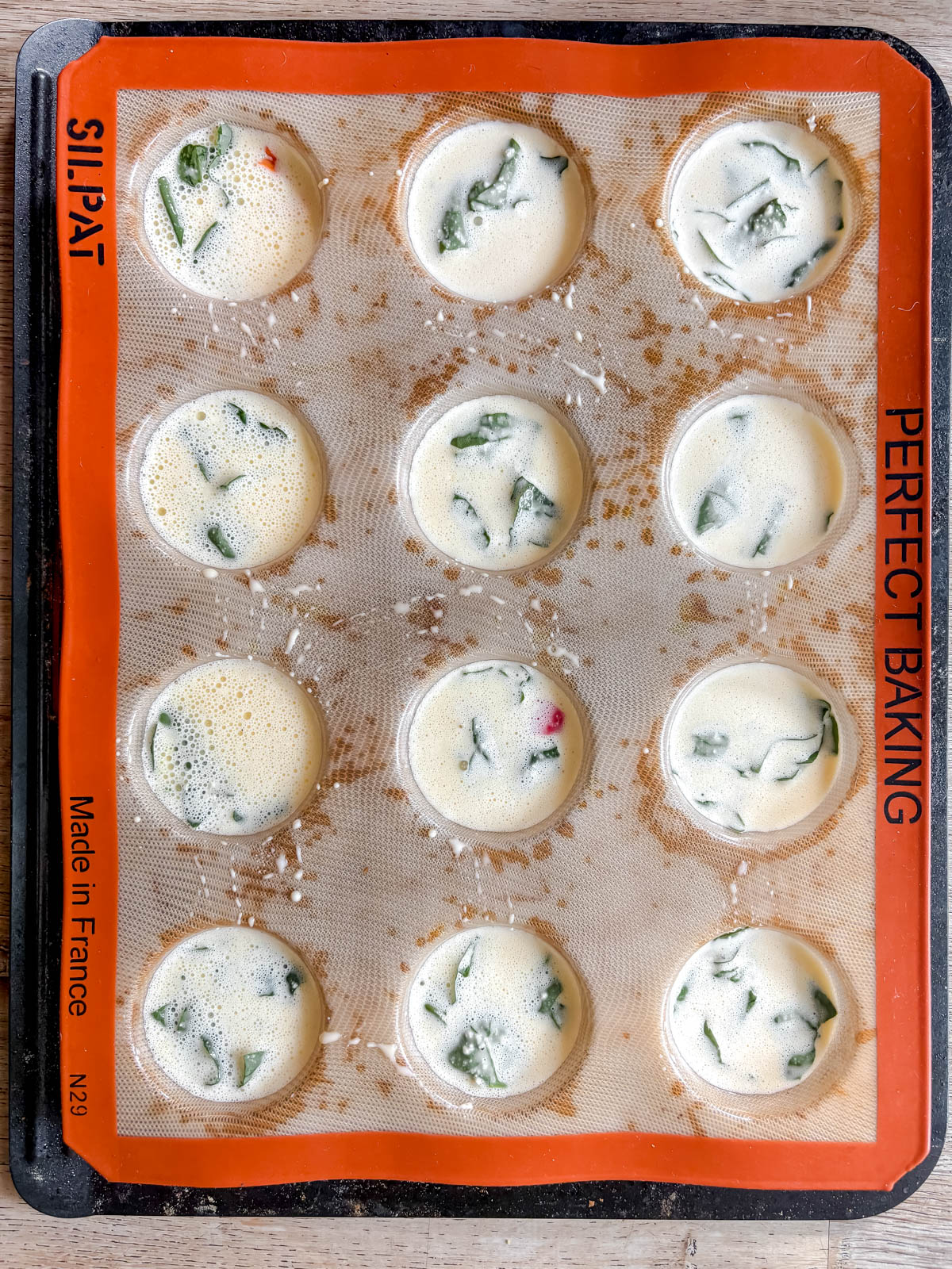 Cottage cheese egg bites before cooking.