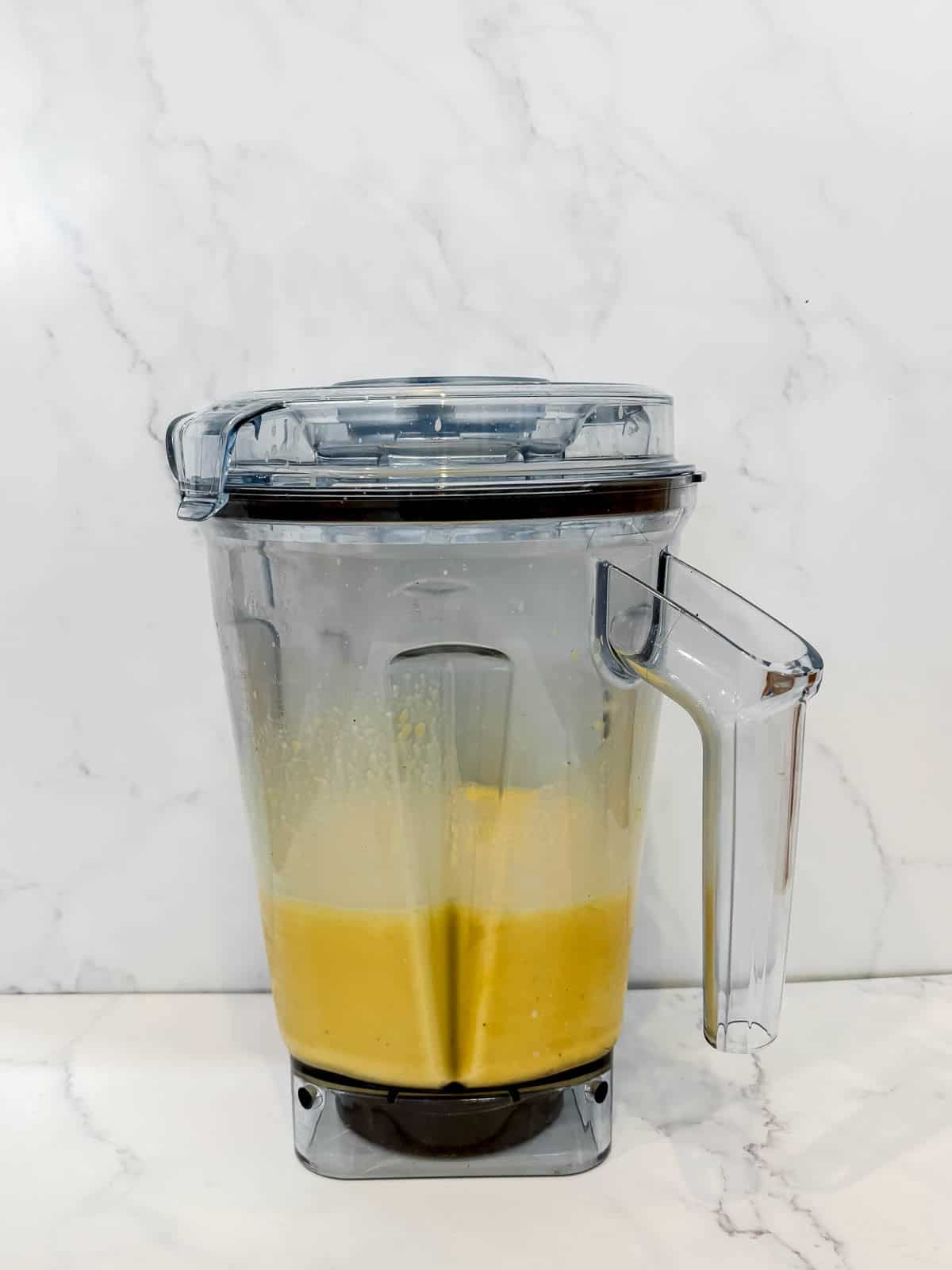 Egg bite mixture in a blender.