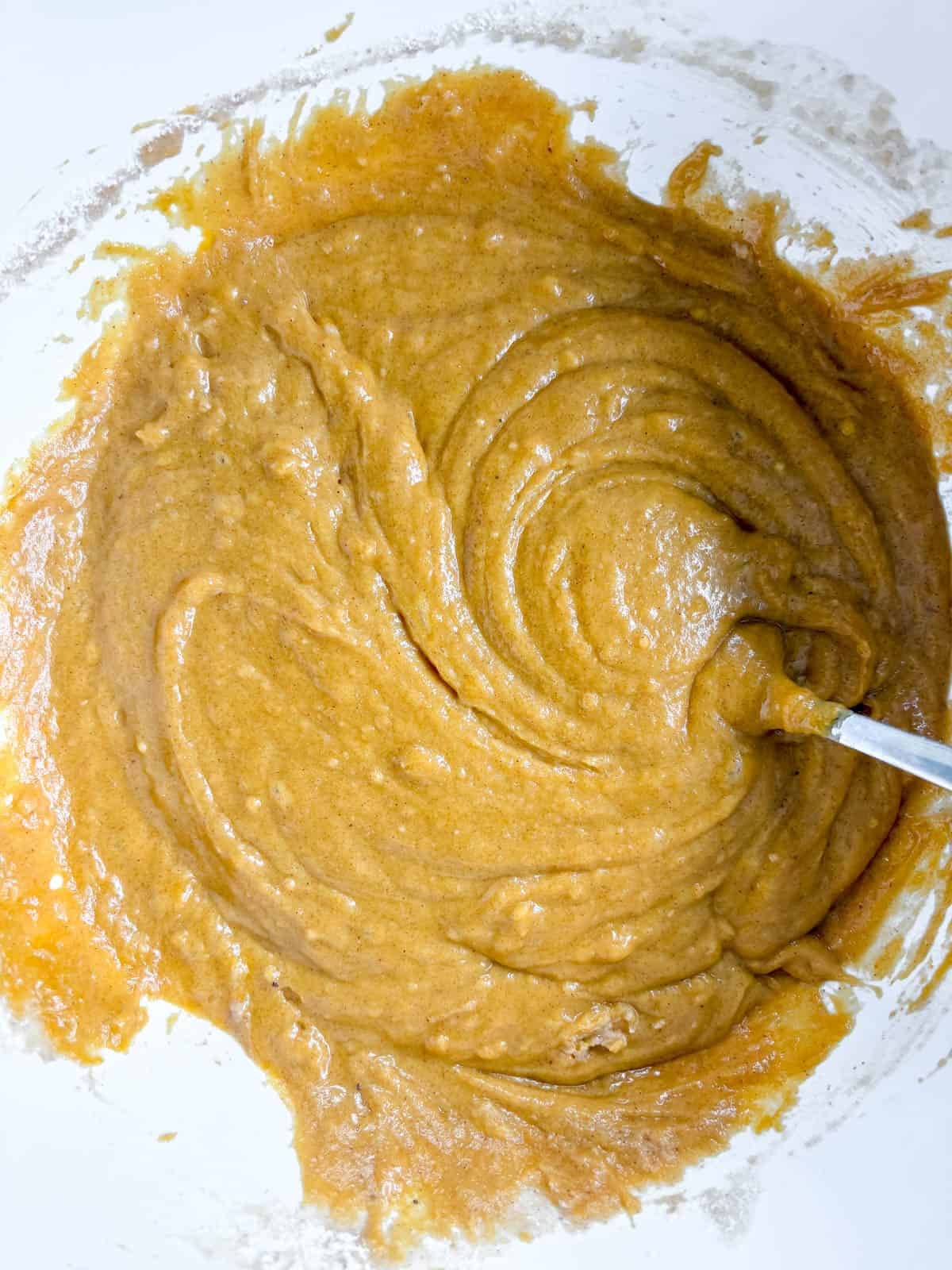 Pumpkin batter in a bowl.